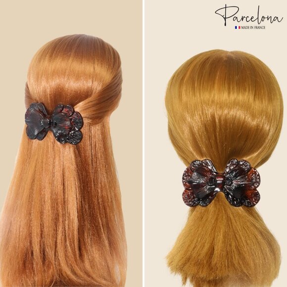 French Petal Tortoise Shell Celluloid Barrette Hair Clips Women Accessories - Picture 7 of 9